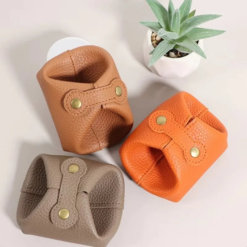 Portable Solid Color PU Leather Coin Purse Small Size Small Earphone Bag Multi-function Purse Gift Idea