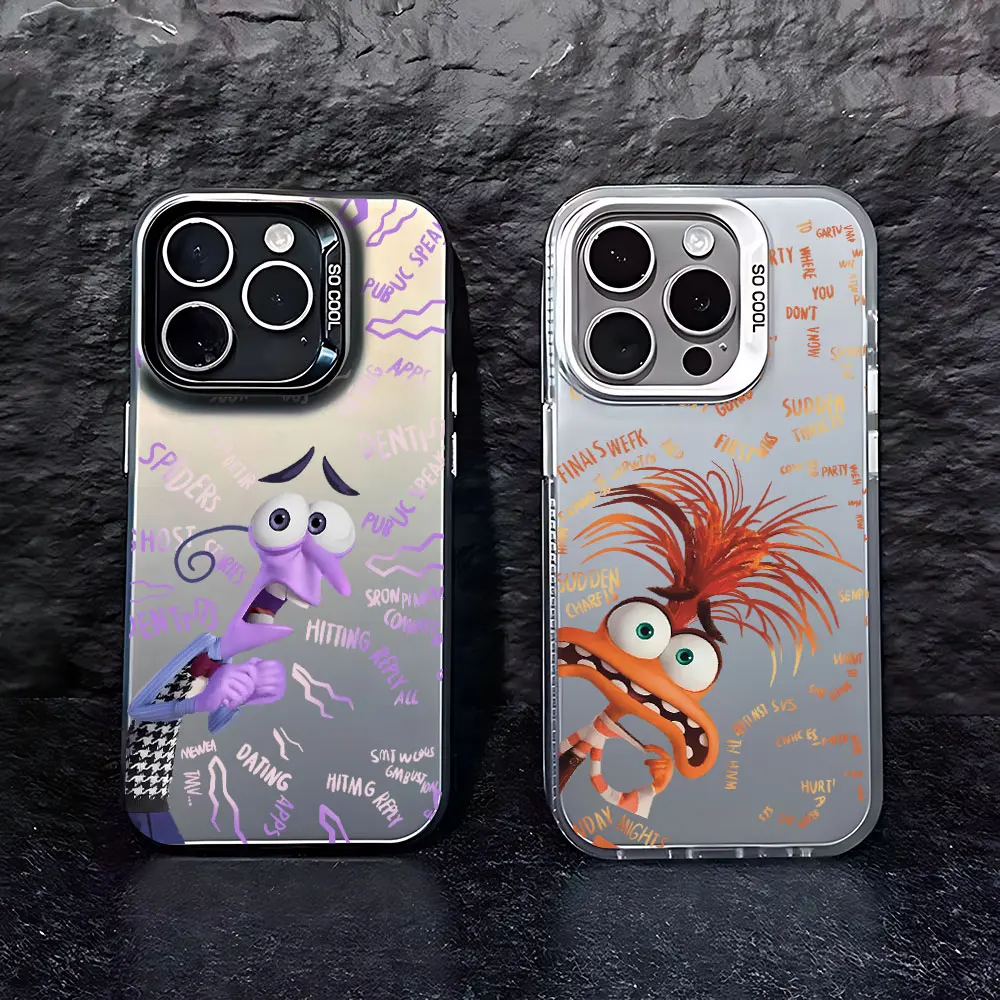 Inside Out Disney Phone Case For iPhone 16 15 14 13 12 11 Pro Max X XR XSMAX 8 7 Plus Candy Matte Shockproof Back Cover