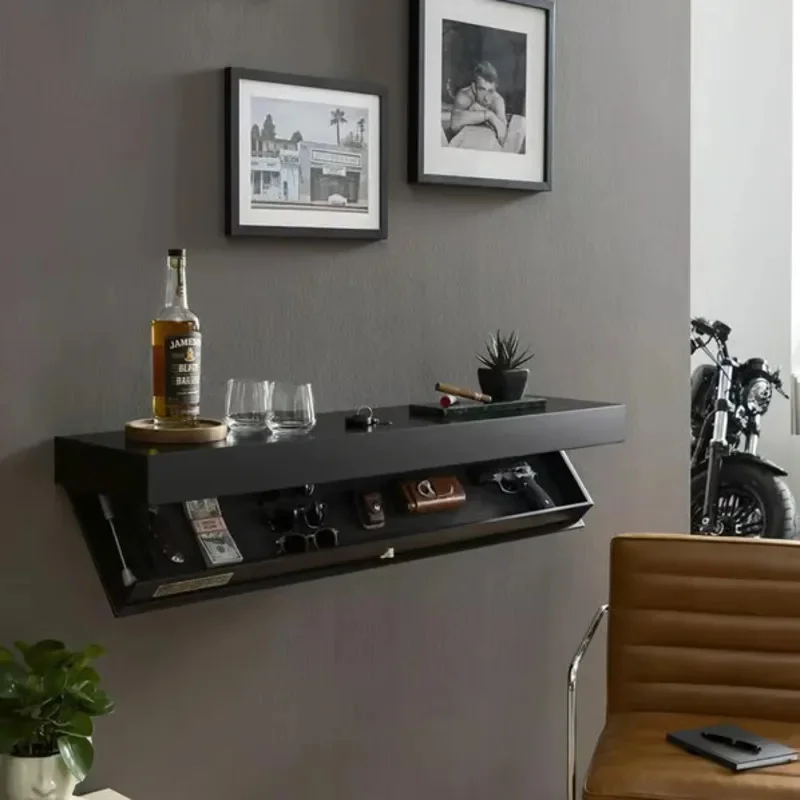 Wall-Mounted Storage Hidden Furniture Magic Flap Designer Shelf With Secret Compartment Concealed Floating Shelf Floating Shelf