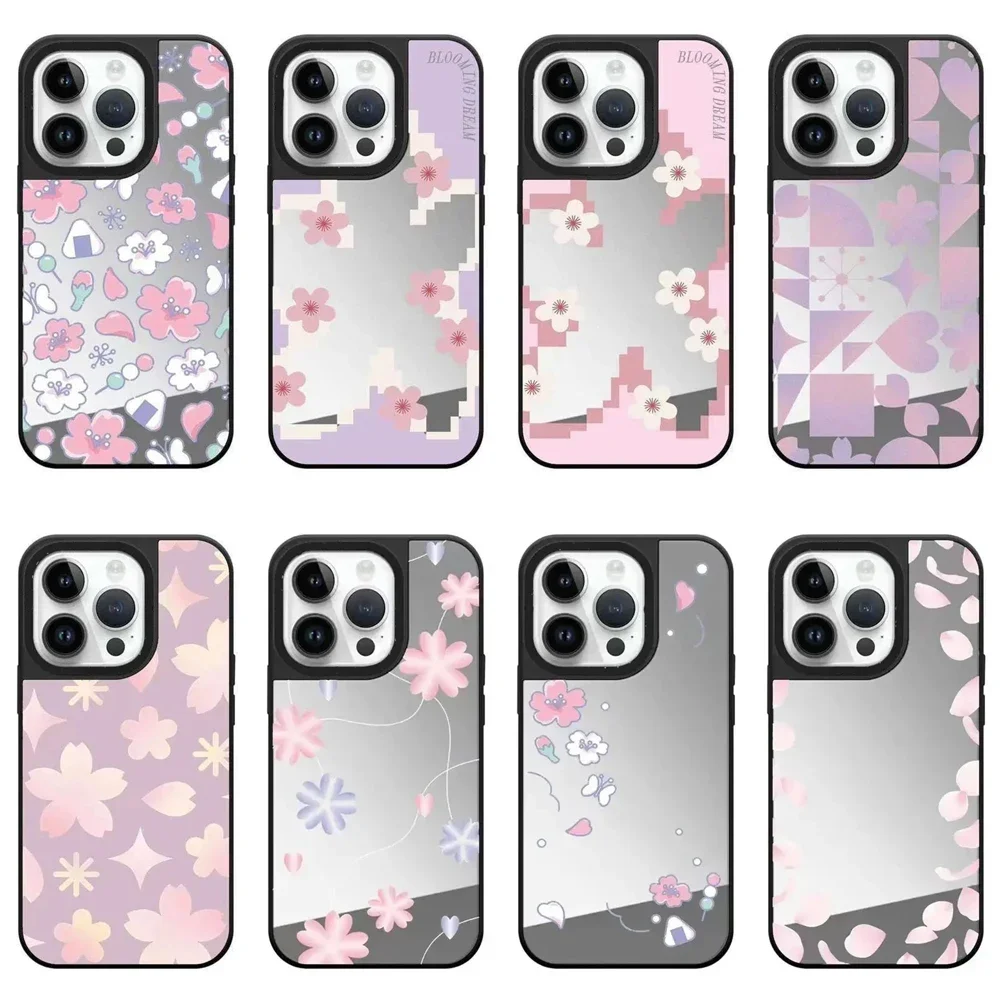 

Sakura Mirror Surface MagSafe Pattern iPhone 11 12 13 14 15 Pro Max Protective Case with MagSafe