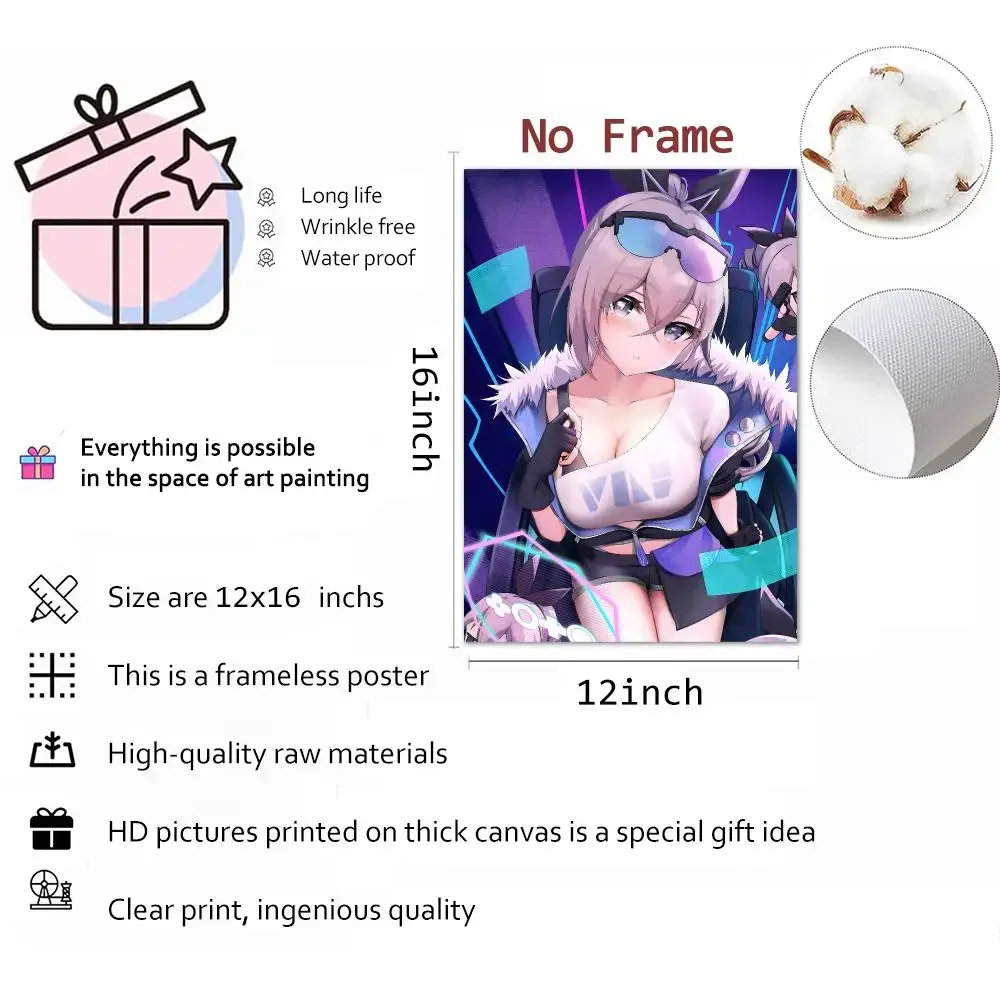 Game Hacker Character Honkai Star Rail Silver Wolf Painting Calligraphy Canvas Print Wall Mural for Living Room Decor Gifts