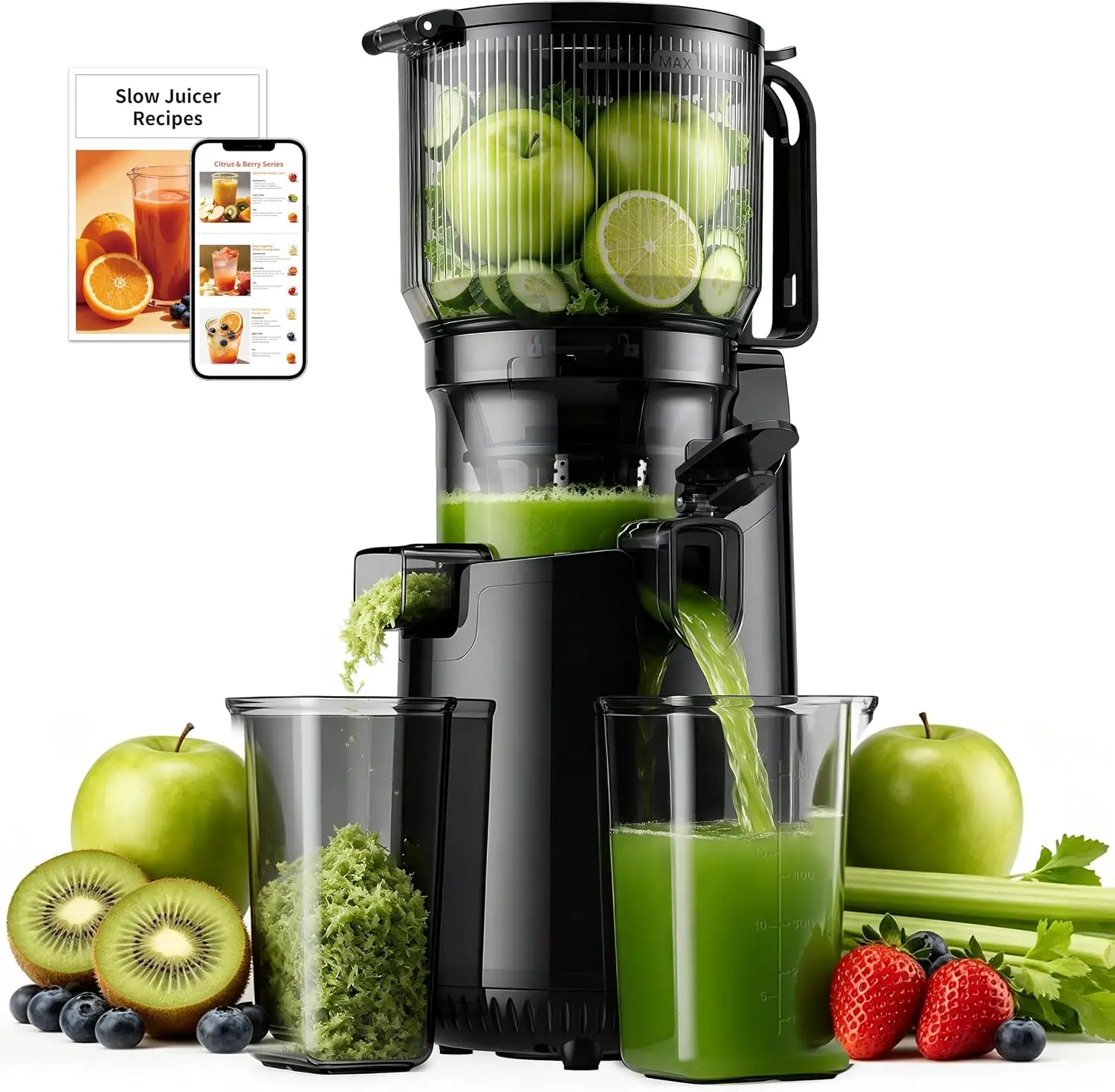 Cold Press Juicer, Juicer Machine with 6-Inch Extra-Wide Feed Chute