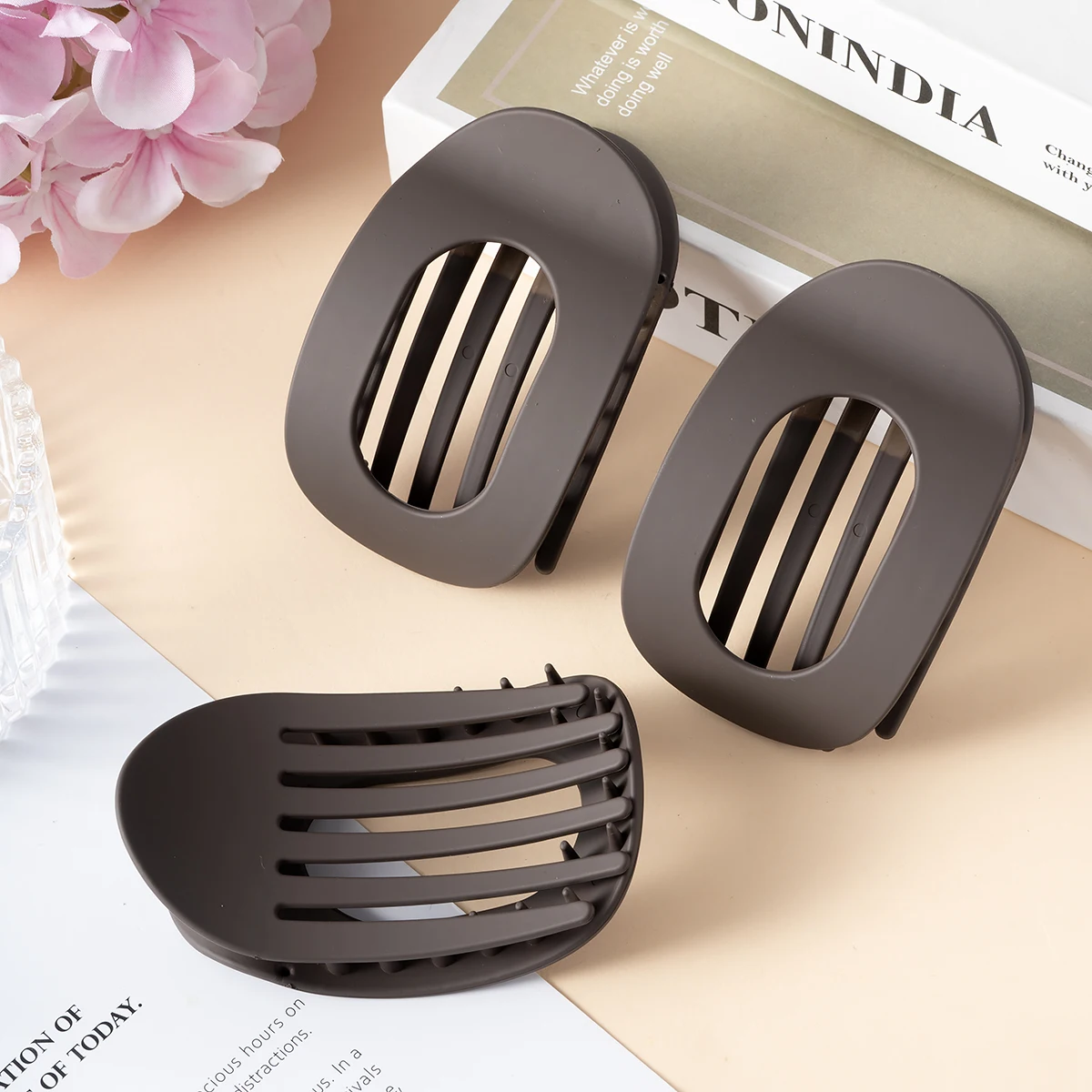 3pcs Jepit Rambut Korea Elegan Matte Model Crab Acetic, Jepit Rambut Sendok, Jepit Rambut, Barrettes Baru, Aksesoris Rambut Wanita untuk Kuncir Kuda