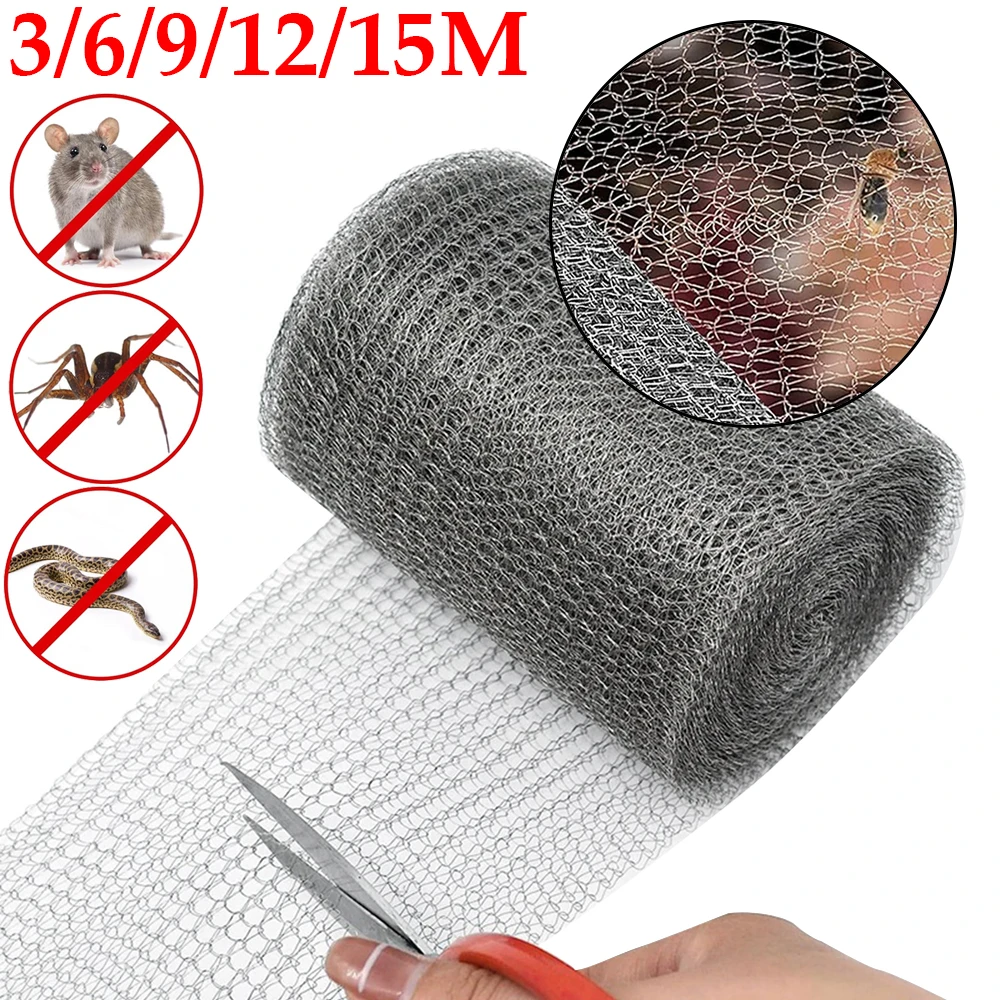 3/6/9/12/15M Insect Control Anti-mouse Metal Mesh Wire Mesh Rabbit Rodent Protection Stainless Steel Mesh Garden Hole Netting