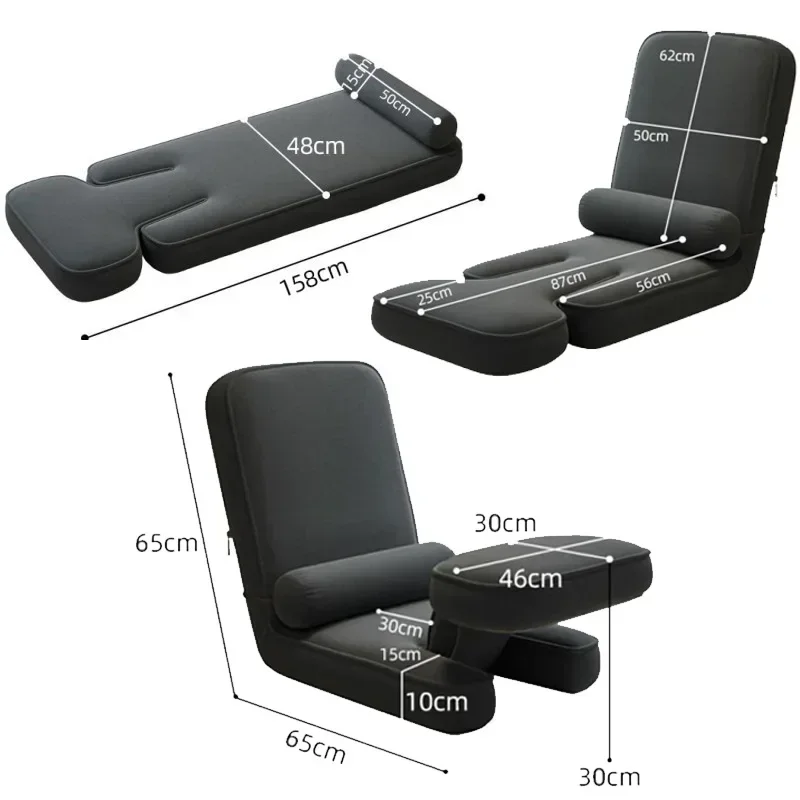 Adjustable Chaise Lounge Sofa, Floor Lazy Sofa Bed,Folding Padded Lounger Bed with Pillow Chaise Couch