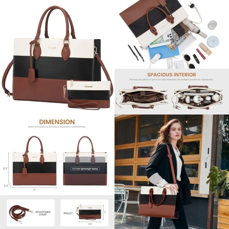 

LOVEVOOK Laptop Tote Bag for Women, Work Totes Business Office Computer Briefcase with Clutch Purse