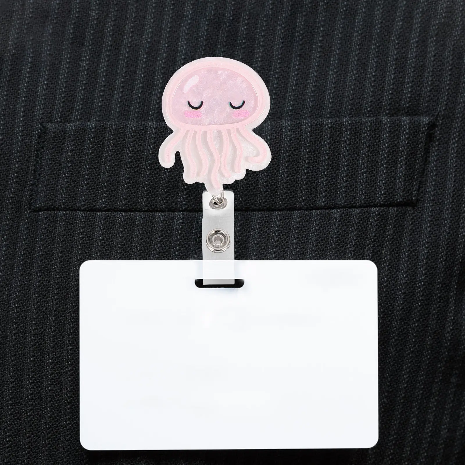 Waterproof Jellyfish Badge Holder Retractable Badge Reel Multi-Functional Id Card Holder for Nurses Doctors Office Staff