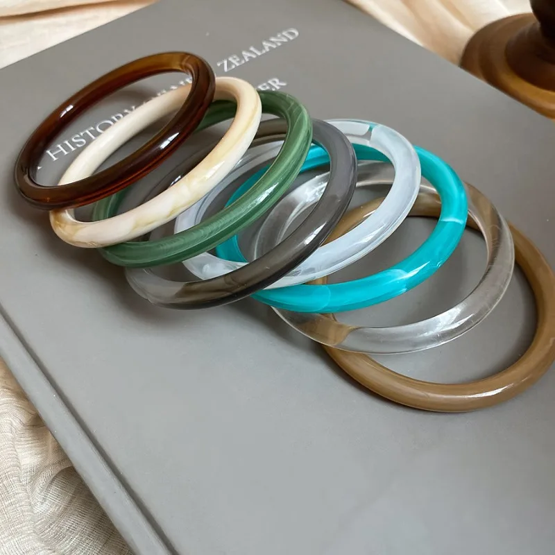 Retro Style Smudged Acrylic Bangle for Women New Chinese Resin Circle Smudging Bangles Frosty Marble Pattern Jewelry Gift K1