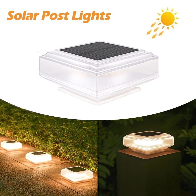 

Outdoor Solar Post Light Modern Solar Pillar Cap Lights LED Fence Deck Column Lamp Waterproof Landscape Lighting for Garden