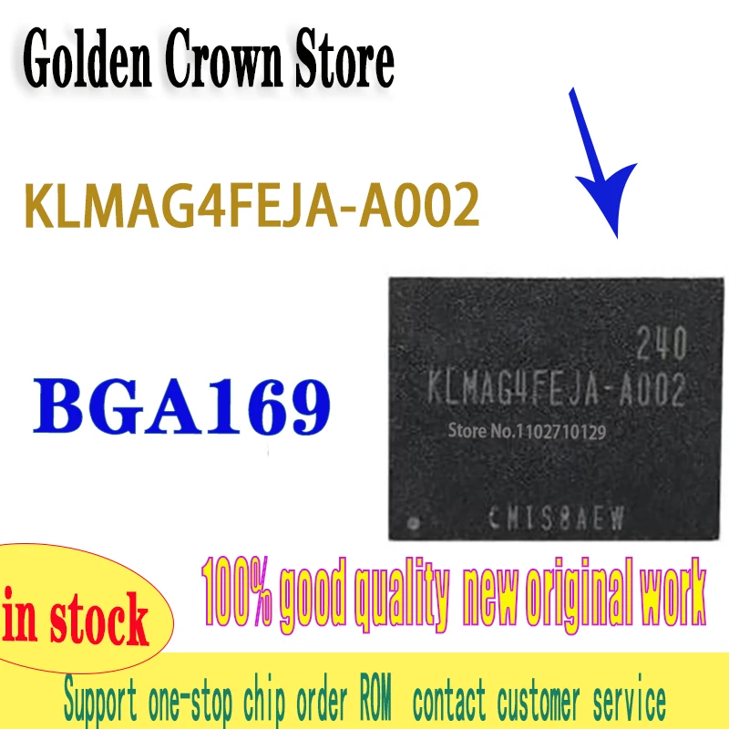 1PCS/LOT DIXSG KLMAG4FEJA-A002 BGA169 EMMC 4.5 16GB eMMC memory flash NAND with firmware used for Samsung Galaxy Note 10.1 N8000