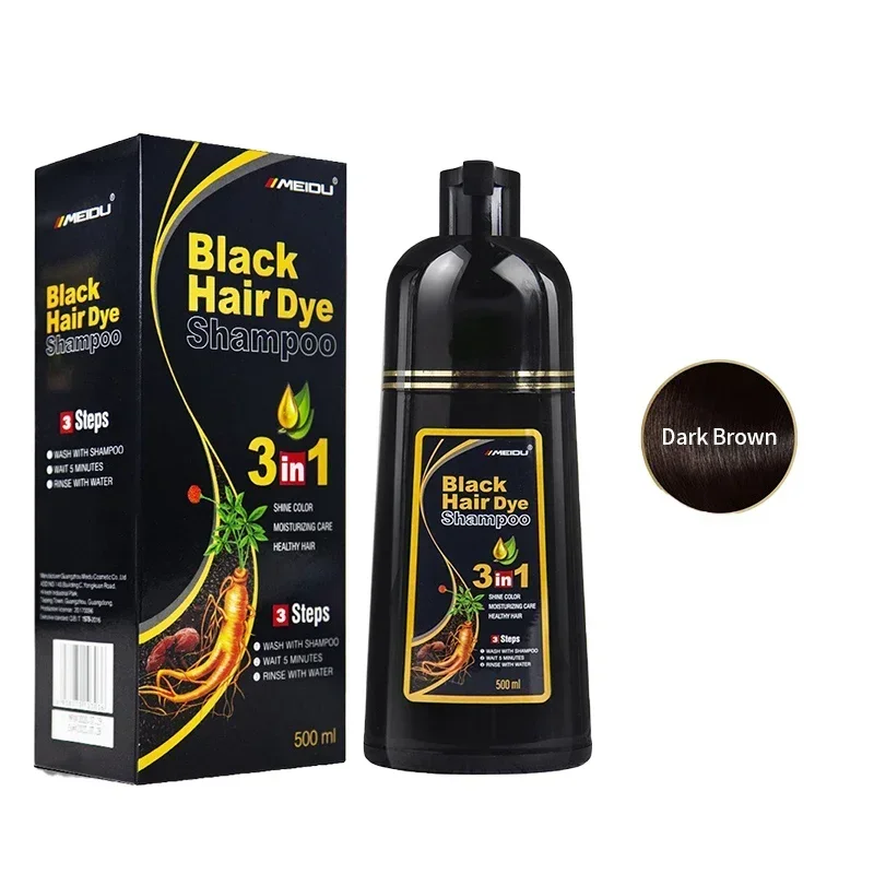 100 ml/500 ml Haarfärbe-Shampoo, 3-in-1, verdunkelndes Haar, sofort grau bis schwarz, Polygonum Multiflorum, natürliche Coloing-Abdeckung für Frauen