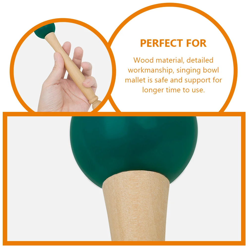 

Music Bowl Knock The Crystal Singing Mallet Musical Instrument Green Rubber Head Percussion Mallets