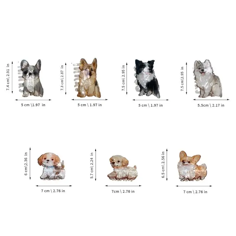 

[Y]Cute Little Animals Puppy Acrylic Hair Clips Back Head Shark Clip Cartoon Samoye Corgi Border Collie Hair Claw Clip