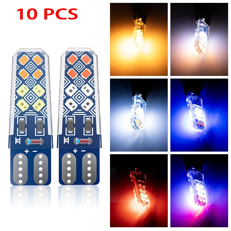 

10PCS T10 W5W COB LED Car Interior Light Bulbs 360° Beam Angle Easy Install for Dome Map Turn Signal License Plate Lights