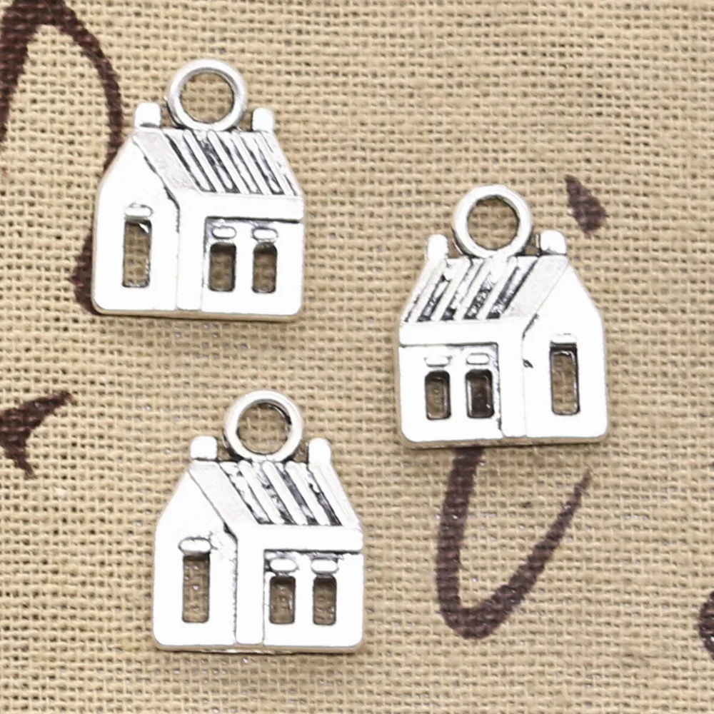 15pcs Charms Cabin House 14x18mm Antique Silver Color Plated Pendants Making DIY Handmade Tibetan Silver Color Jewelry
