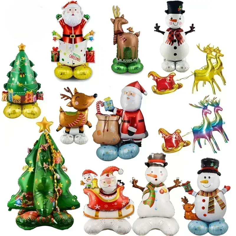 

4D Large Christmas Standing Balloon Santa Claus Snowman Xmas Tree Party Home Decorations Navidad 2024 New Year