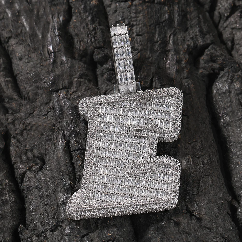 Customize individual letters Baguettes Pendant Zircon Iced Out For Men Women Necklaces Hip Hop Jewelry For Men Women