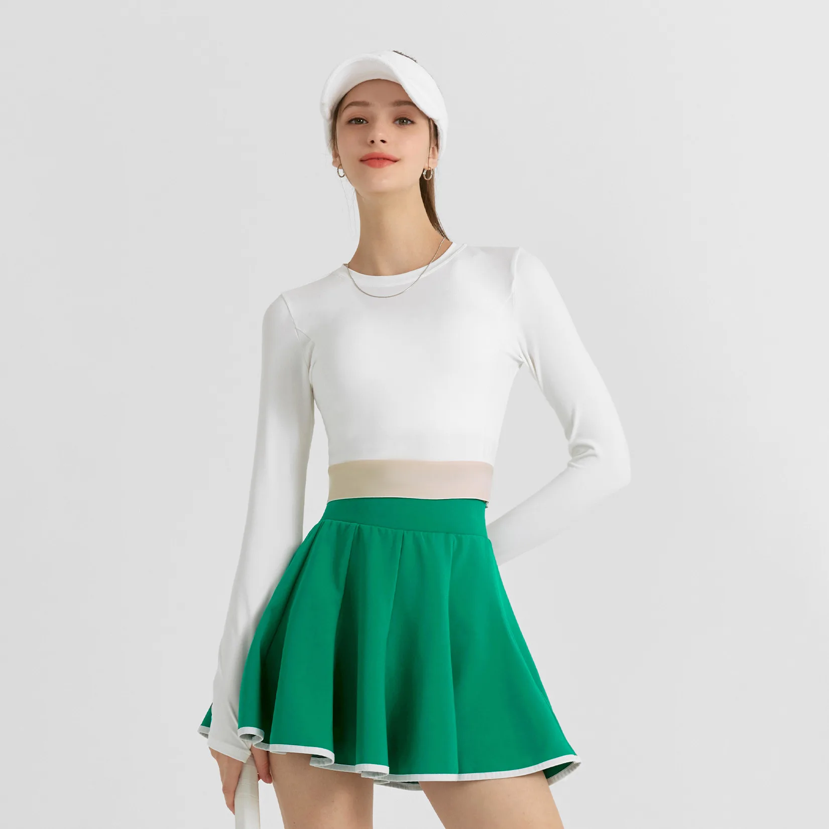 2024 Spring and Autumn Casual Sports Skirt Set Contrasting Sports Running Jacket with Golf Culottes Tennis Skirt