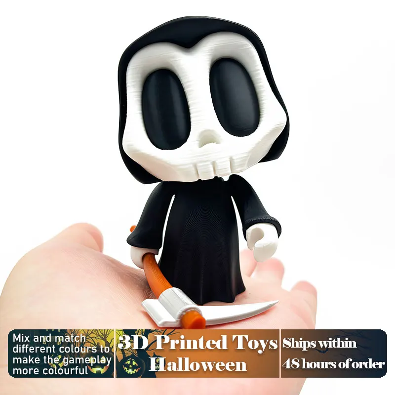 Halloween 2025 Neu eingetroffen! Gelenkiges Todesskelett-Modell, 3D-gedruckte bewegliche Skulptur, Gothic Home Garden Party Dekoration