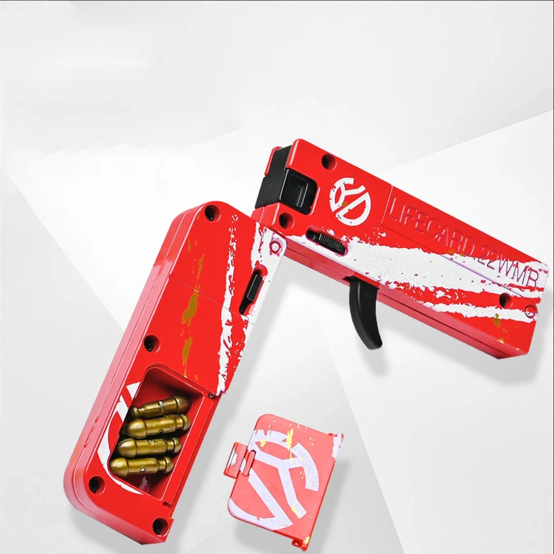 EDC Life Alloy Folding Soft Bullet Gun Children\'s Tide Play Metal Card Gun Boy Toy
