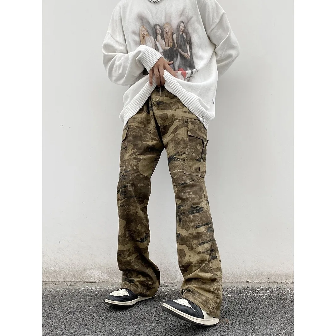 

High Street Summer Thin Multi Pocket Camouflage Pants Men Retro Micro Horn Trendy Brand Niche Design Sense Casual Denim Crowd 23