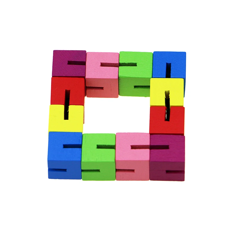 Children's Wooden Cube String Build Blocks Toy, Colorful Creative Fidget for Stress Relief.