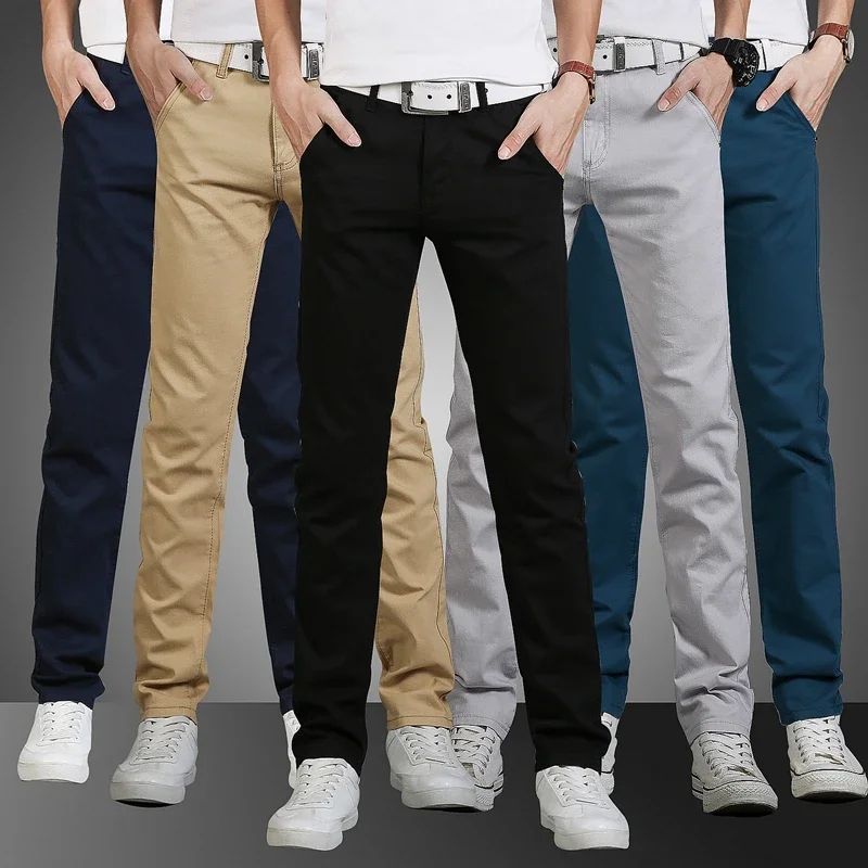 Men's Casual Pants Trendy Brand Straight Pants Slim-Fit All-Match Four Seasons Korean Style for Youth