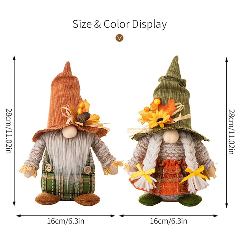 Fall Gnome Pumpkin Sunflower Swedish Dwarf Plush Ornaments Decorations For Christmas Autumn Thanksgiving Decor