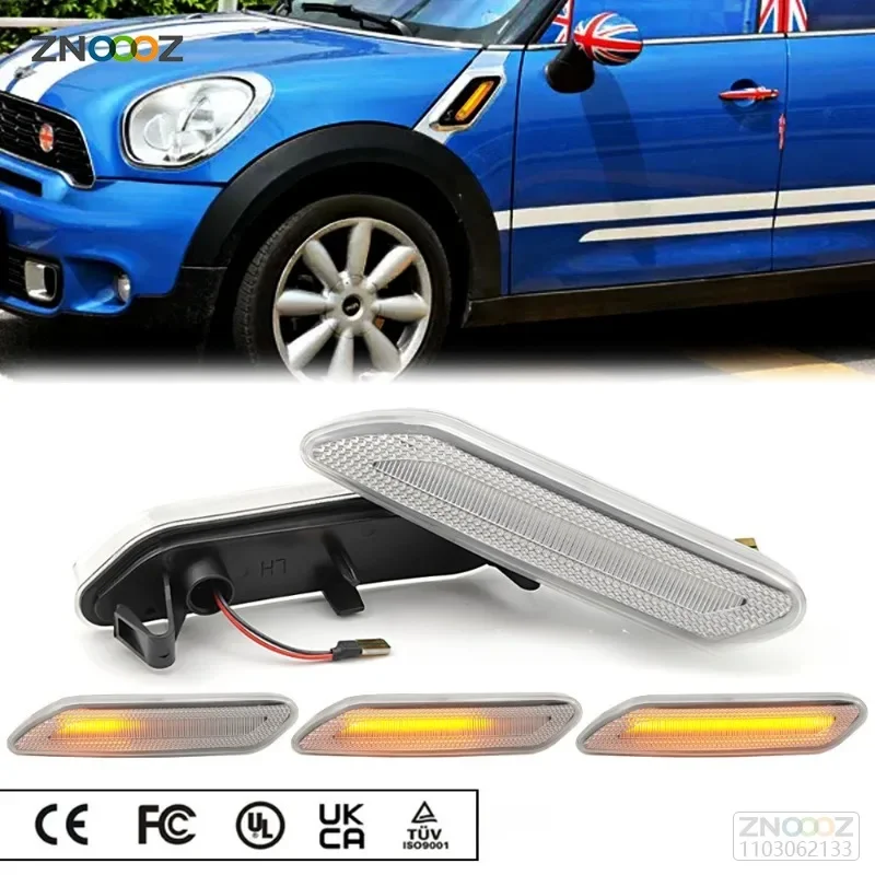 

Светодиодный указатель поворота для Mini Cooper R60 R61 Countryman Paceman, боковой габаритный сигнал, проточный динамический последовательный мигающий индикатор