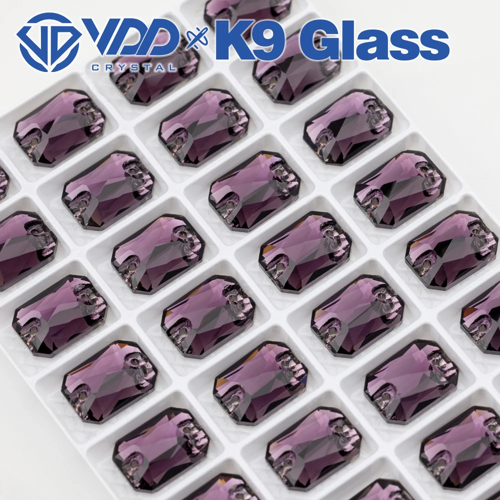 VDD Großhandel Smaragdschliff Hochwertige K9-Glas-Applikations-Strasssteine, Kristall-Flachrück-Applikationssteine zum Nähen für Bekleidungsdekorationen – Detail 22