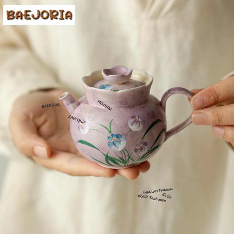 

Hand-painted Tulip Teapot Traditional Tea Infuser Pot Tea Brewing Kettle With Strainer Dahongpao Teaware Accessories Collection
