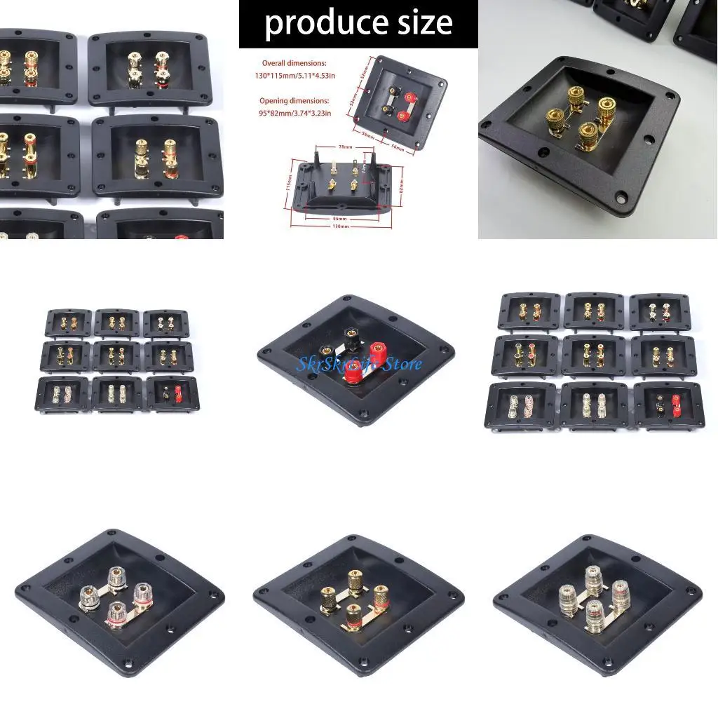

E65E 4Way Rectangle Speaker Terminal Box ABS Durability Flame Retardant ABS Highly power Black Binding Post for Audios Systems