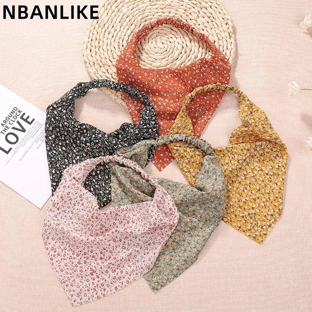 

Fashion Floral Print Hair Scarf Elastic Triangle Hair Headband Hair Accessories