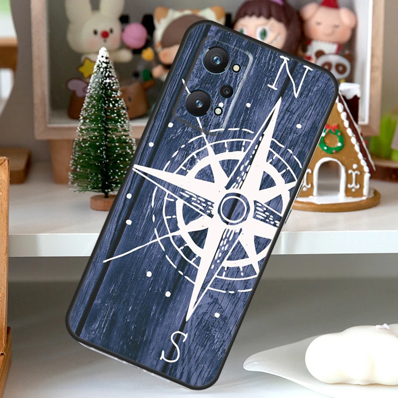 World Map Compass Nautical For OPPO Realme C55 C35 C33 C31 C30 C25 C21Y C11 GT Neo 5 3T 2T Realme 10 9 11 Pro Plus Case