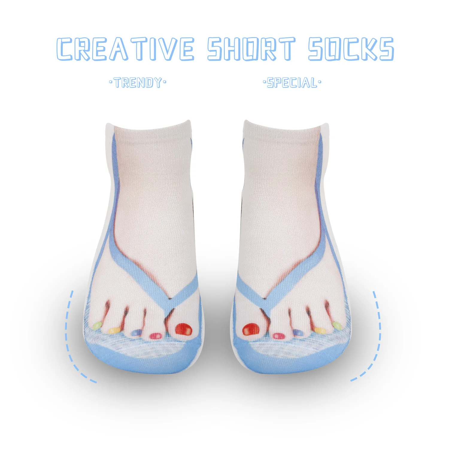 Hot selling flip flops socks, funny 3D printed socks funny chicken feet simulation slippers socks, internet famous  short socks