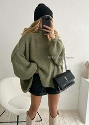 Vintage lose Pullover Frauen Mode Winter Herbst o Hals Laterne Langarm Pullover Top Streetwear schicke Strickwaren weibliche Pullover