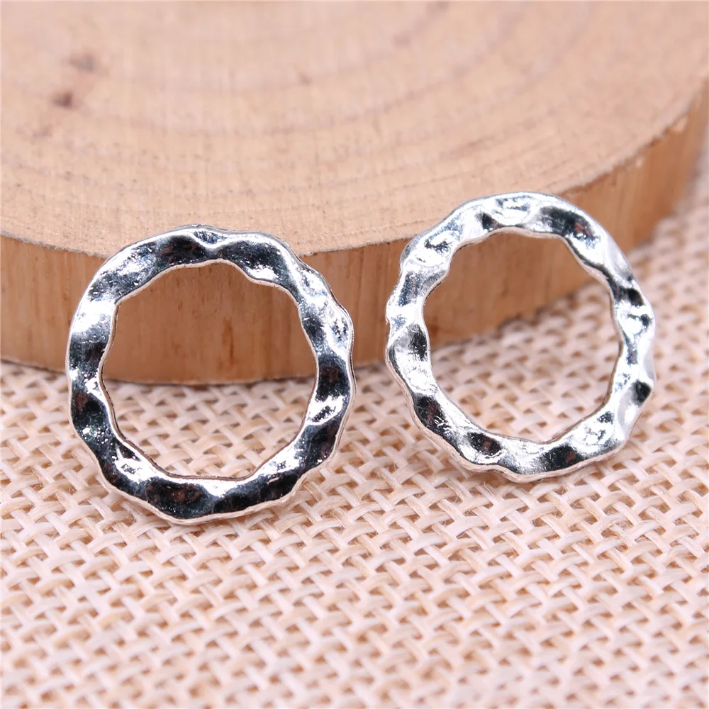 IFOCUS 10pcs/Lot Circle Charms For DIY Jewelry Making Zinc Alloy 17x17mm/0.67x0.67inch