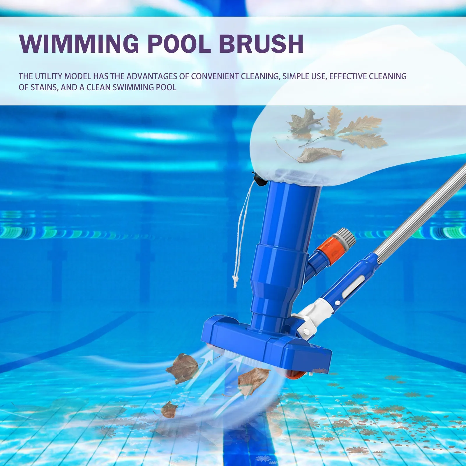 

Brush Portable Pool Vacuum Handheld Vacuum Telescopic Pole Pool Vacuum Cleaner Useful Durable Swimming Pool Jet Cleaner Ponds