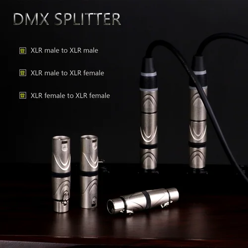Imagen 2 del producto 1 conector adaptador XLR macho a macho y XLR hembra a hembra de 3 pines Compatible con micrófono, mezclador, plateado