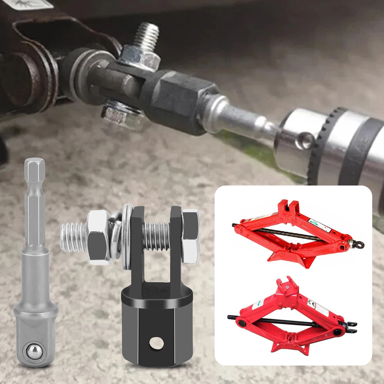 

1/2 Inch Car Scissor Jack Adapter Chrome Vanadium Steel Drive Impact Wrench Tool Scissor Jacks Adaptor for Impact Drills Socket