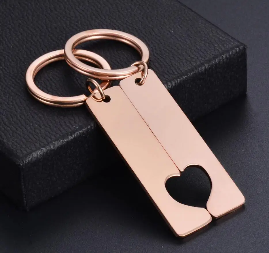 Blank Edelstahl Liebe Herz Bar Schlüsselbund für Männer Frauen ID Tag Schlüssel Kette Ring Mode Schmuck Paare Geschenk Dropshipping – Detail 5