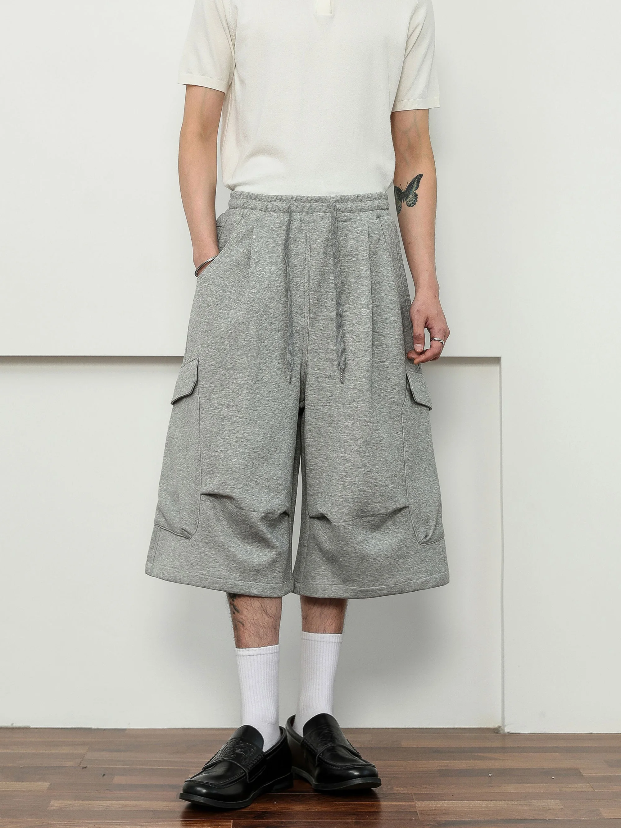 

ay Seven-Foot Casual Pants Summer Air Layer Pleat Multi-ket Loose Sports Workwear orts Trendy Straight Leg Trousers