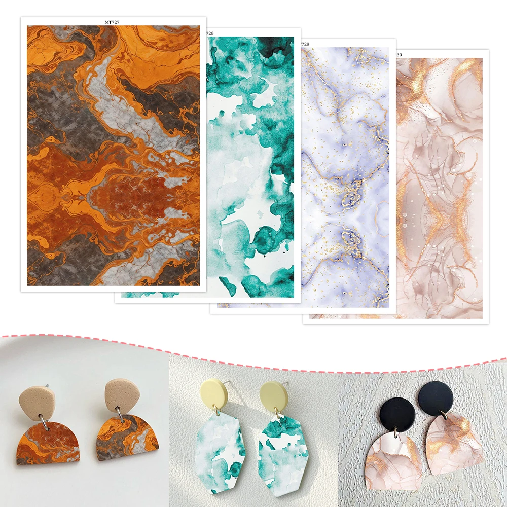 

Elegant Abstract Marbled Pattern Soft Ceramic Earrings Water Soluble Disposable Stickers For DIY Jewelry Making Decal 2025