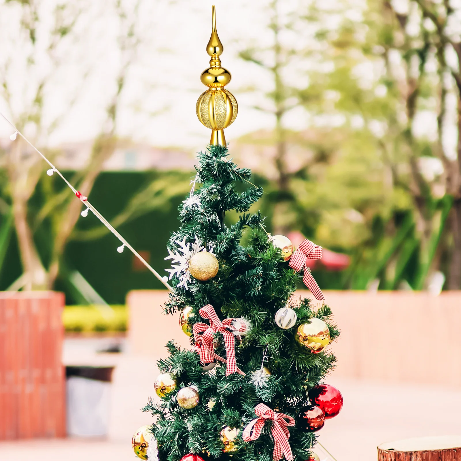 

Spherical Christmas Tree Topper Lightweight Plastic Ornament Xmas Party Decoration Tree Ornament Xmas Treetop