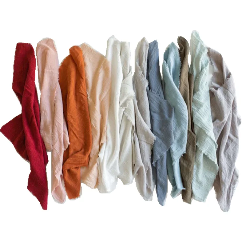 YEPQZQ Wedding table decor Gauze cheesecloth dinner napkins set 10 Muslin hand dyed frayed rustic barn light blue cloth napkins