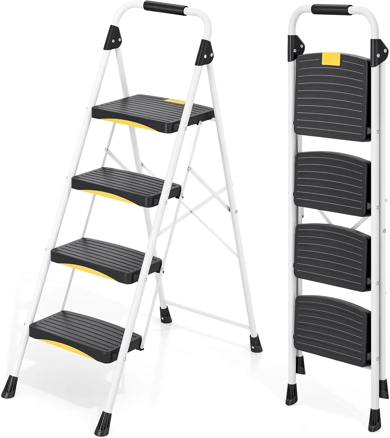 

Heavy Duty Folding Steel Step Stool with Safety Lock, Anti-Slip Pedals, 800lbs Load Capacity for Indoor Use
