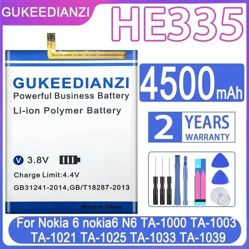 

4500mAh Mobile Phone Battery High-Efficiency For Nokia 6 TA-1000 TA-1003 TA-1021 TA-1025 TA-1033 TA-1039 Long Lasting HE335