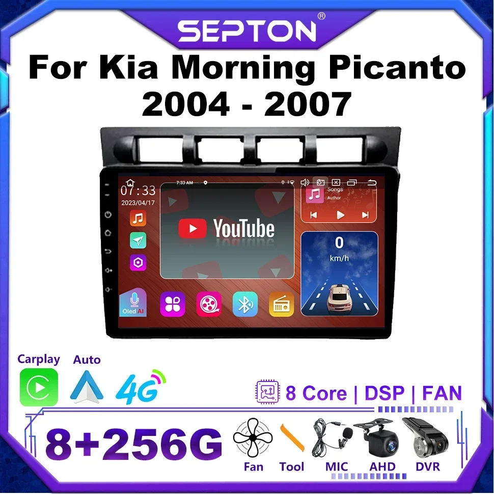 SEPTON Automotive Multimedia Android Auto Car Rdio for Kia Morning Picanto 2004 - 2007 8core 4G GPS Navi DSP BT IPS Car Stereo