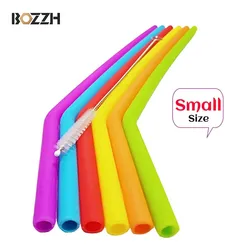 BOZZH-pajitas de silicona reutilizables para beber, 6 piezas, de grado alimenticio, con cepillo de limpieza, sin BPA