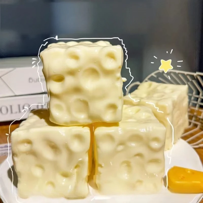 Soft Simulate Cheese Slow Rebound Pinching Ornament Hand Squeeze Kneading Toy Office Home Stress Relief Decompression Relax Toy